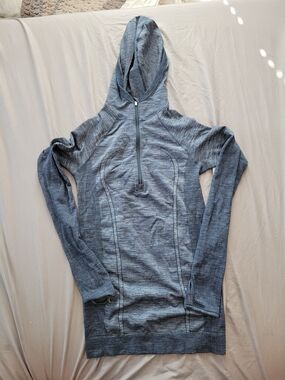 Women’s Hooded Half-Zip Sweater Dress - Navy Blue